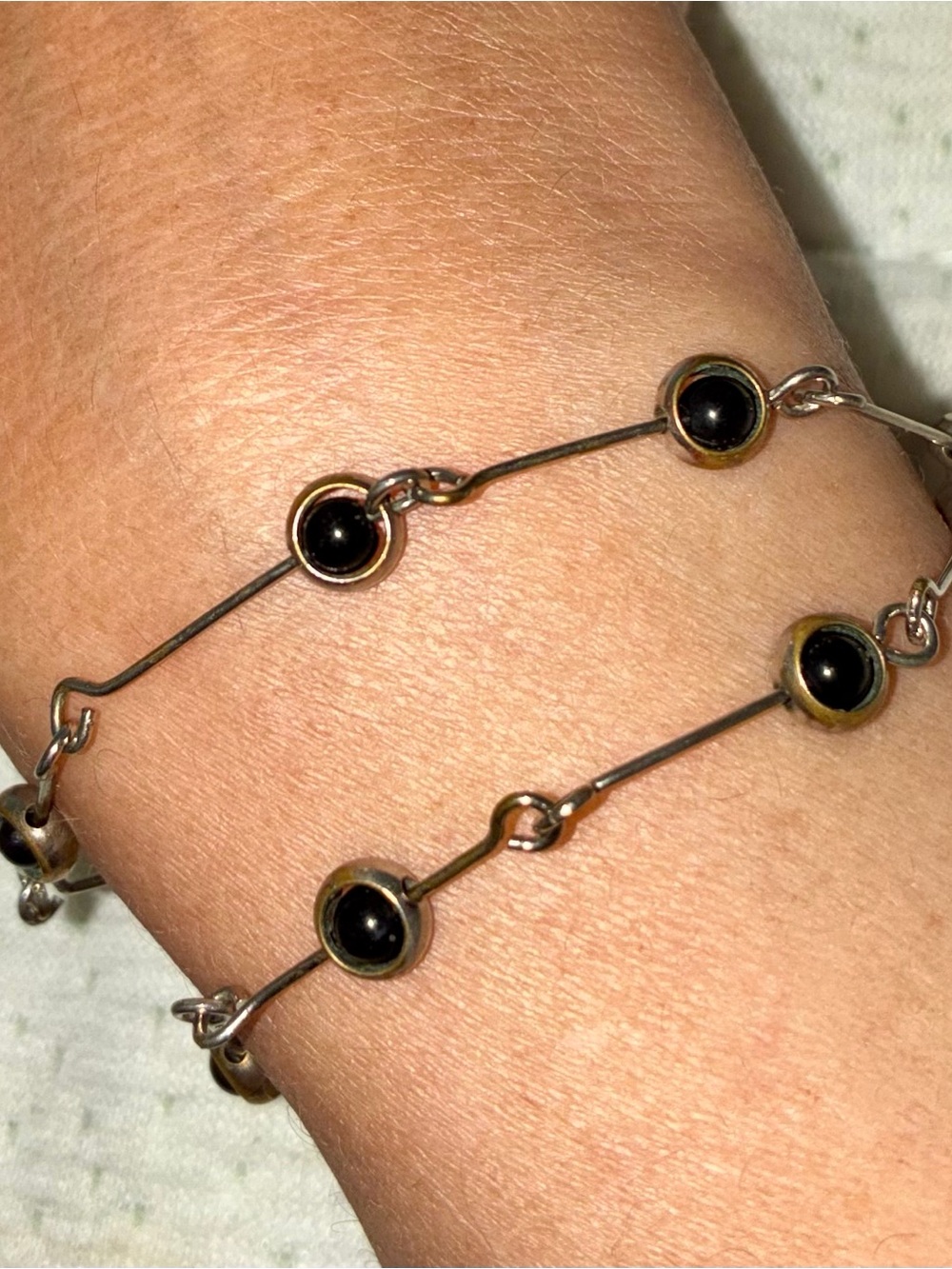 Gold-Tone Bracelet with Black Stone Accents - Women Jewelry